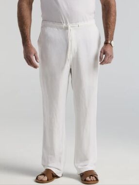 Cubavera Linen Pants Drawstring White Size Medium
